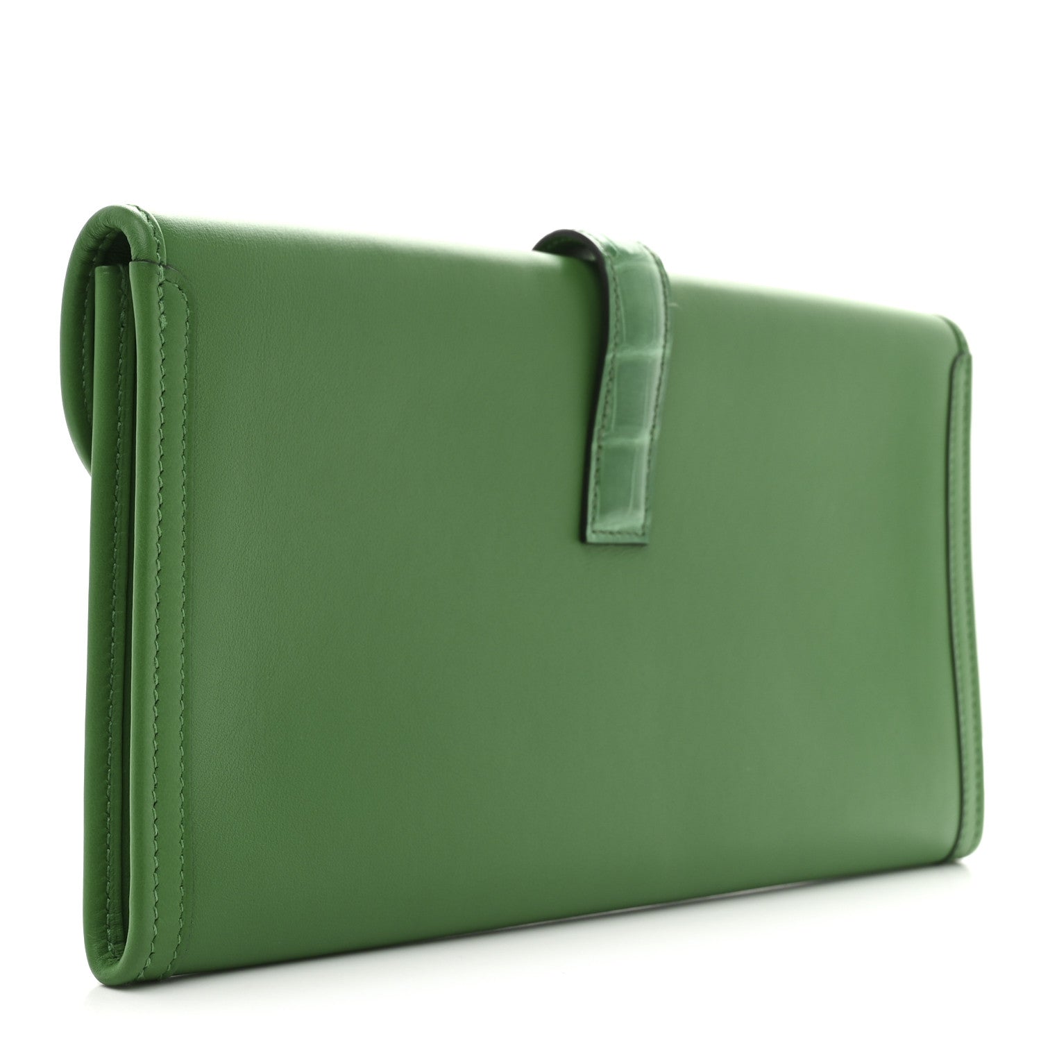 Hermes Swift Shiny Alligator Jige Elan Touch 29 Clutch Bambou