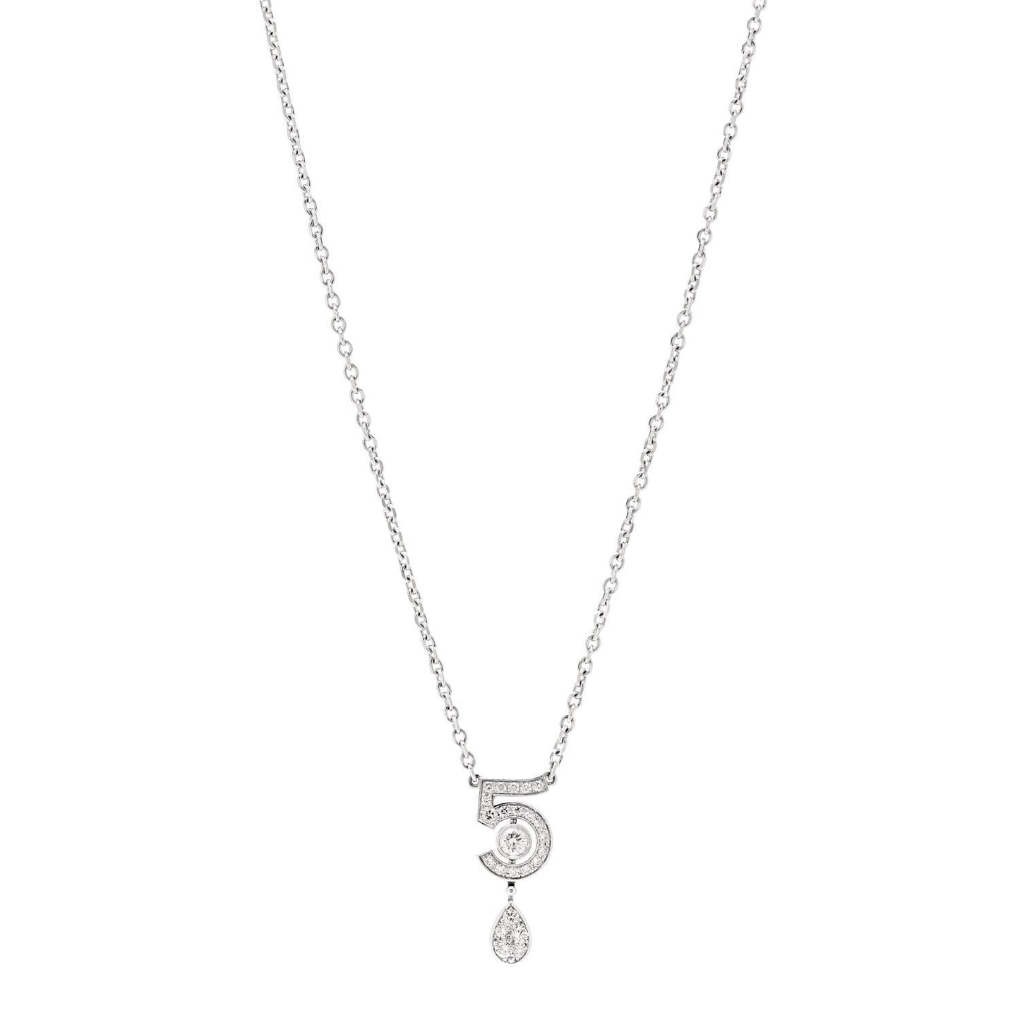 18K White Gold Diamond Eternal No 5 Necklace