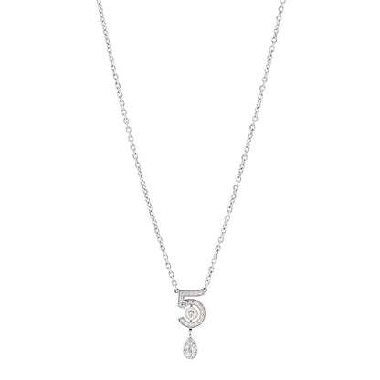 Chanel 18K White Gold Diamond Eternal No 5 Necklace 1 of 6