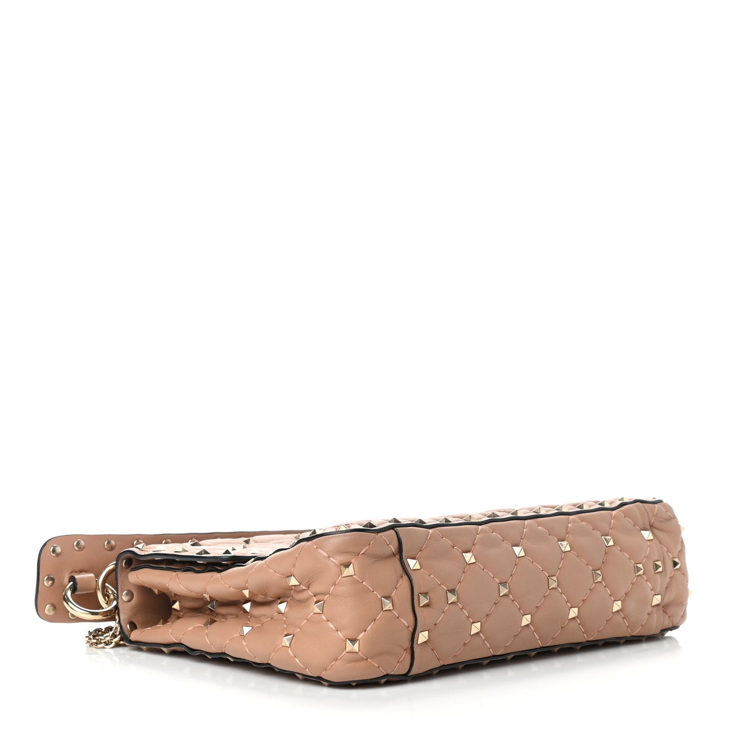 Nappa Medium Rockstud Spike Shoulder Bag Soft Noisette