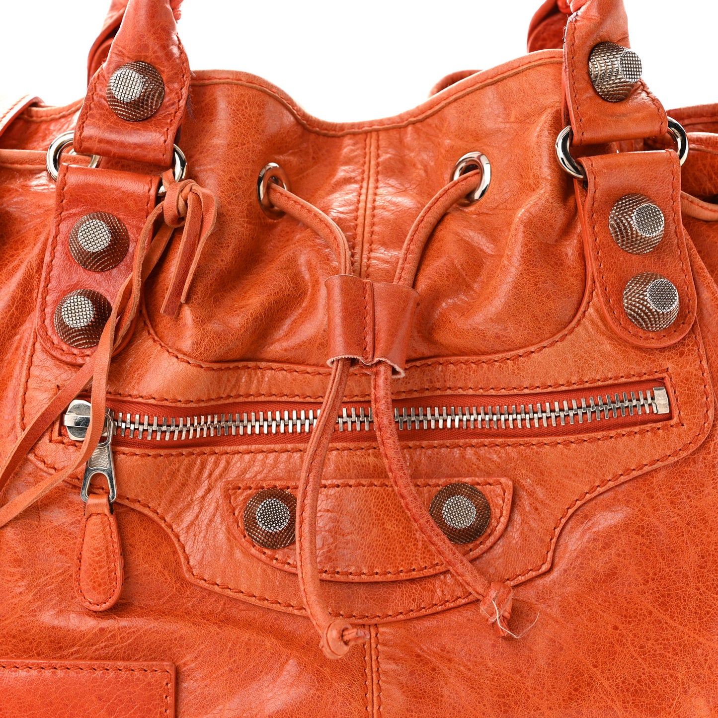 Agneau Giant 21 Silver Hardware Pompon Mandarine