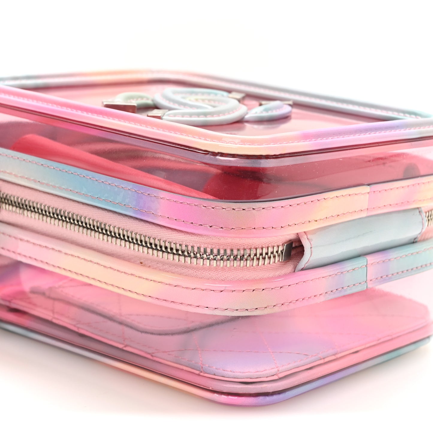 PVC Patent Calfskin Patent Lambskin Vertical Vanity Case Pink