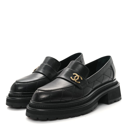 Chanel Calfskin Quilted CC Mocassin Loafers 36.5 Black 4 of 10