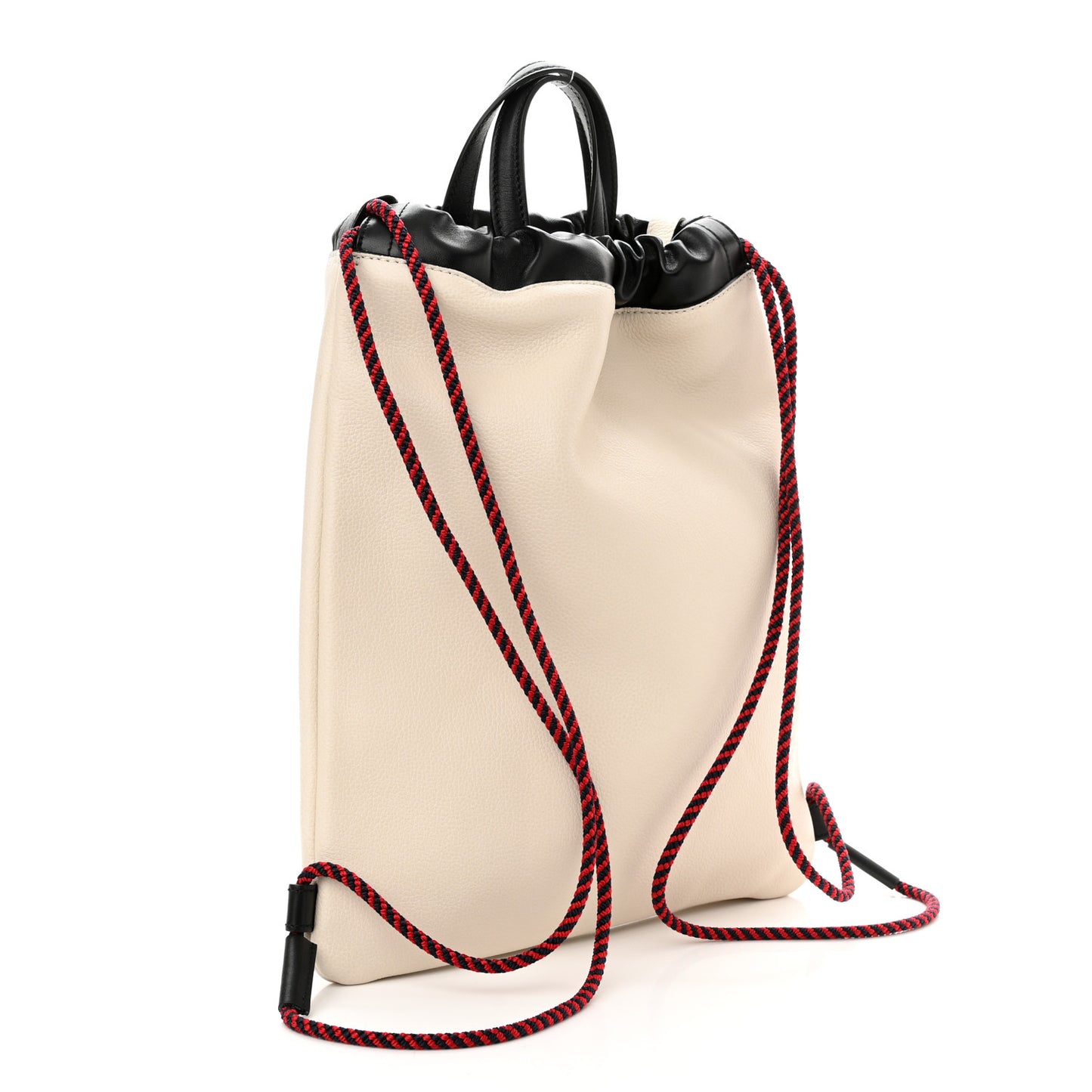 Calfskin Logo Drawstring Backpack Mystic White