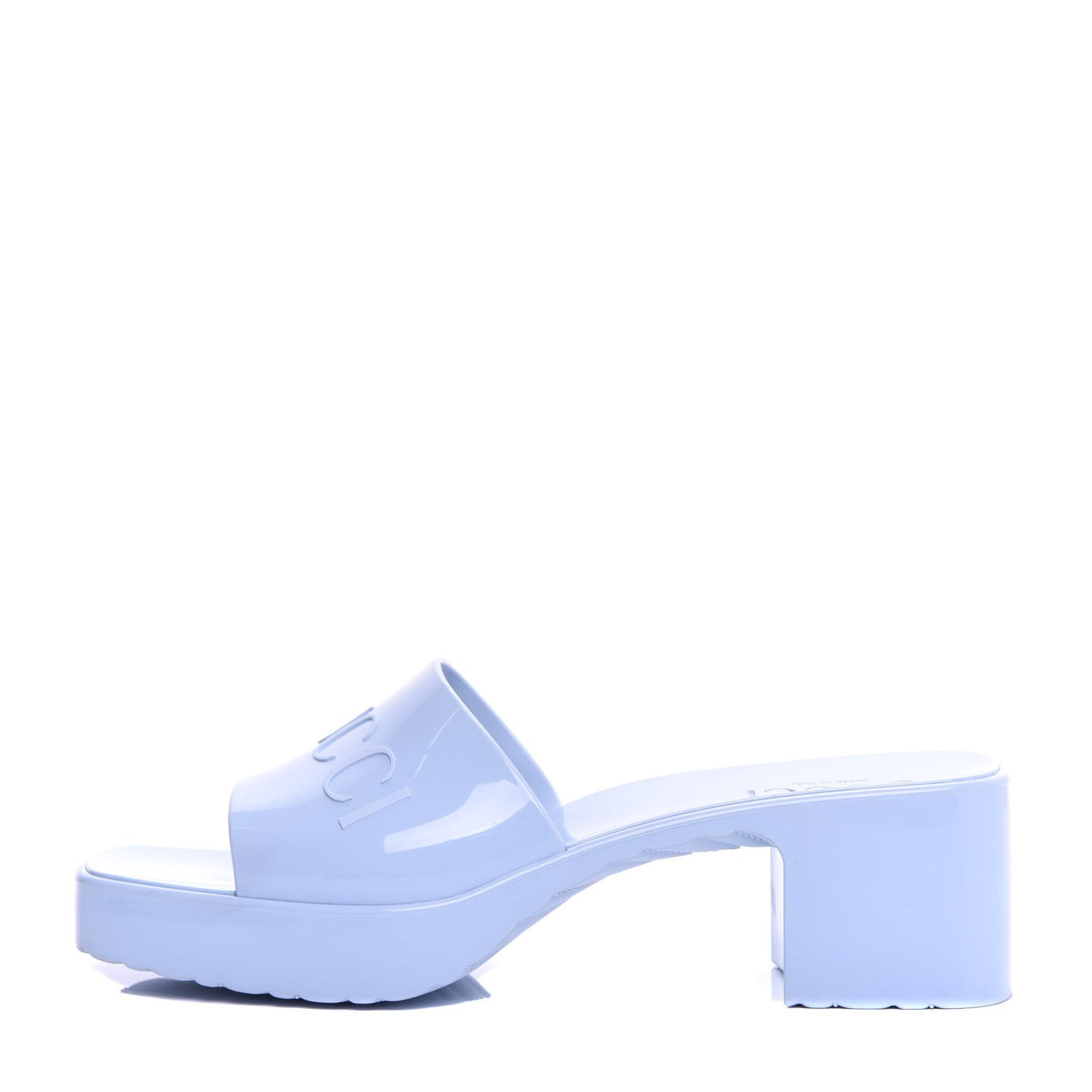 Rubber Gucci Logo Womens Platform 20/60mm Slide Sandals 37 Porcelain Light Blue