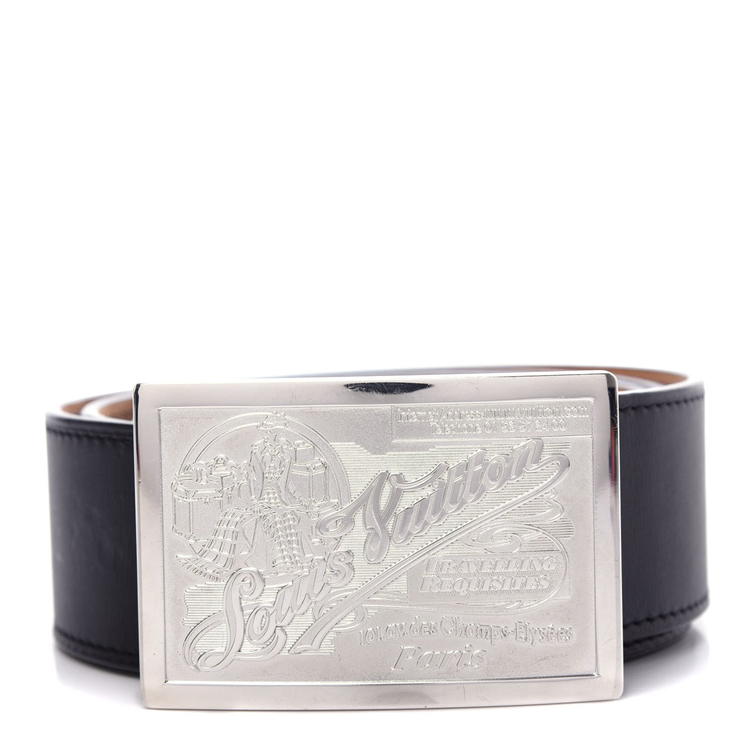 Louis Vuitton Calfskin Jeans Belt 90 36 Black 1 of 7
