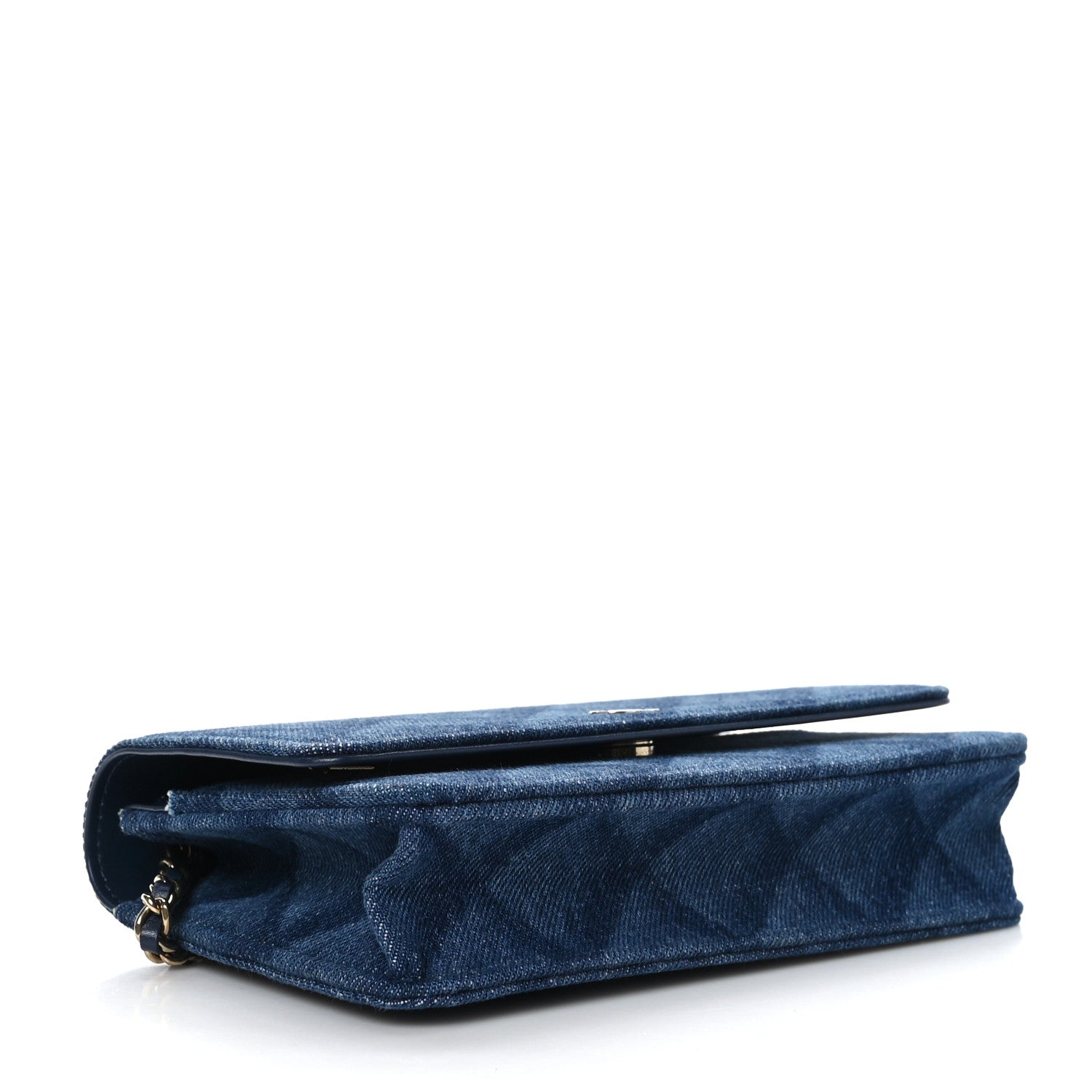 Chanel Denim Printed Wallet On Chain WOC Dark Blue 3 of 9