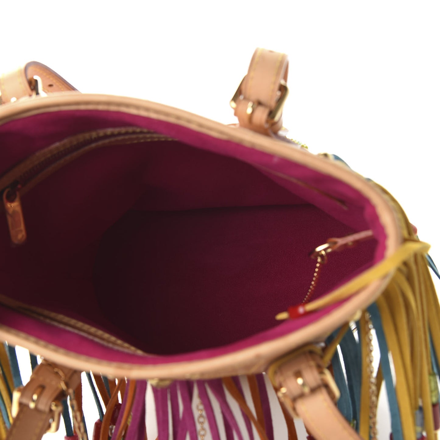 Monogram Multicolor Fringe Bucket White