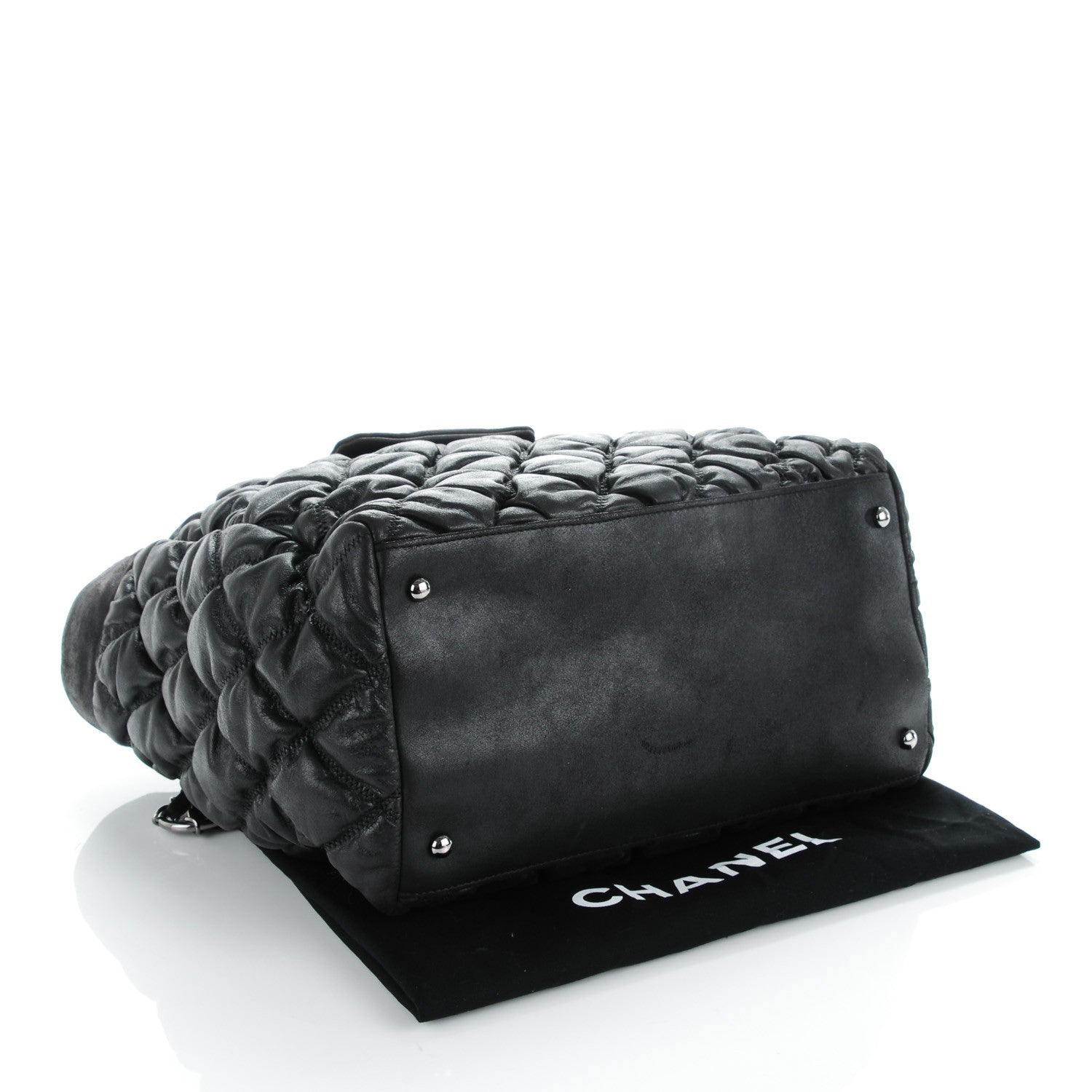 Chanel Lambskin Large Bubble Quilt Tote Black 4 of 8