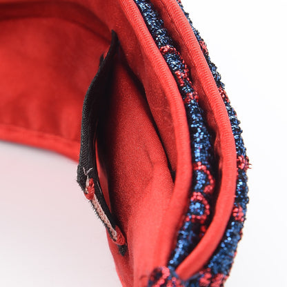 Gucci Metallic Lurex Silk GG Supreme Headband Blue Red 5 of 6