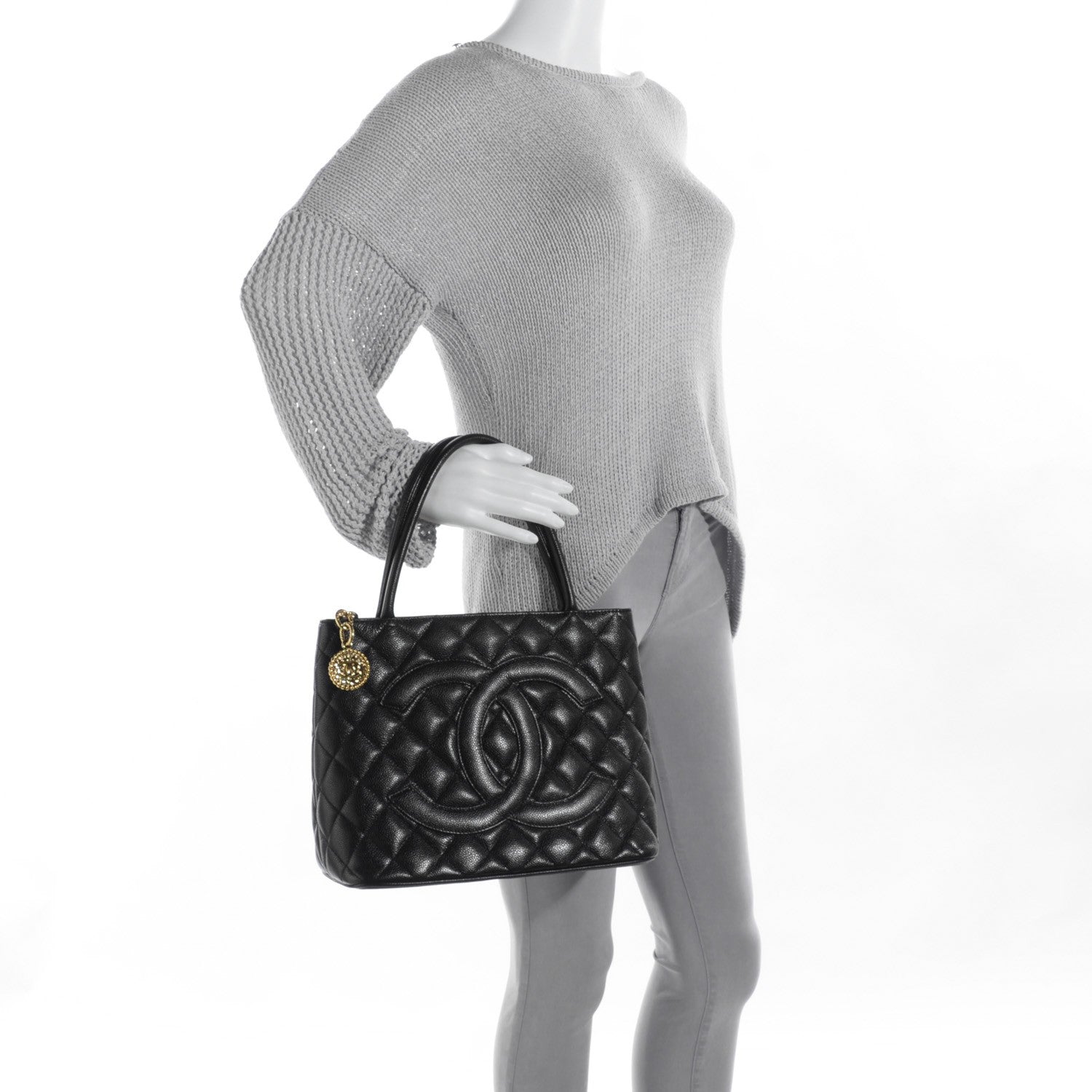 Chanel Caviar Quilted Medallion Tote Black 2 of 7