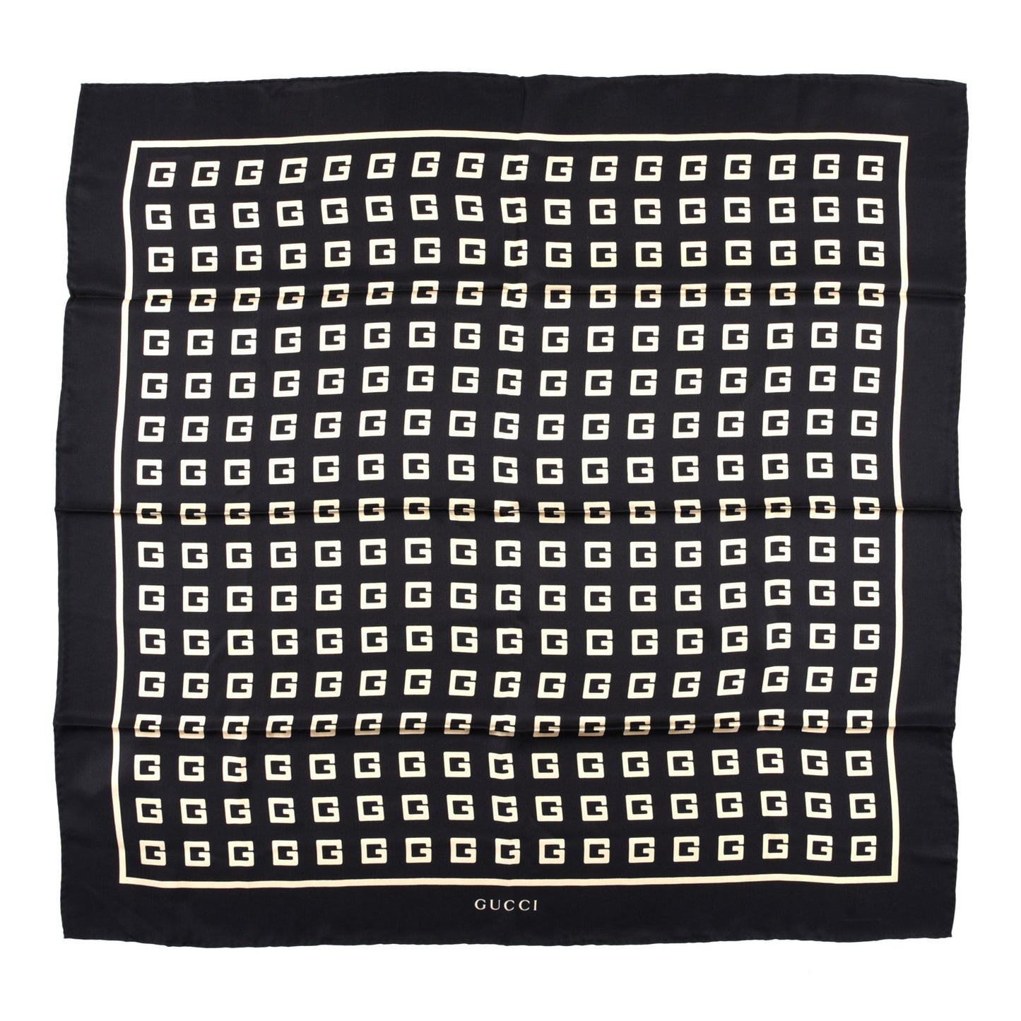 Silk Twill G Square Scarf Black White
