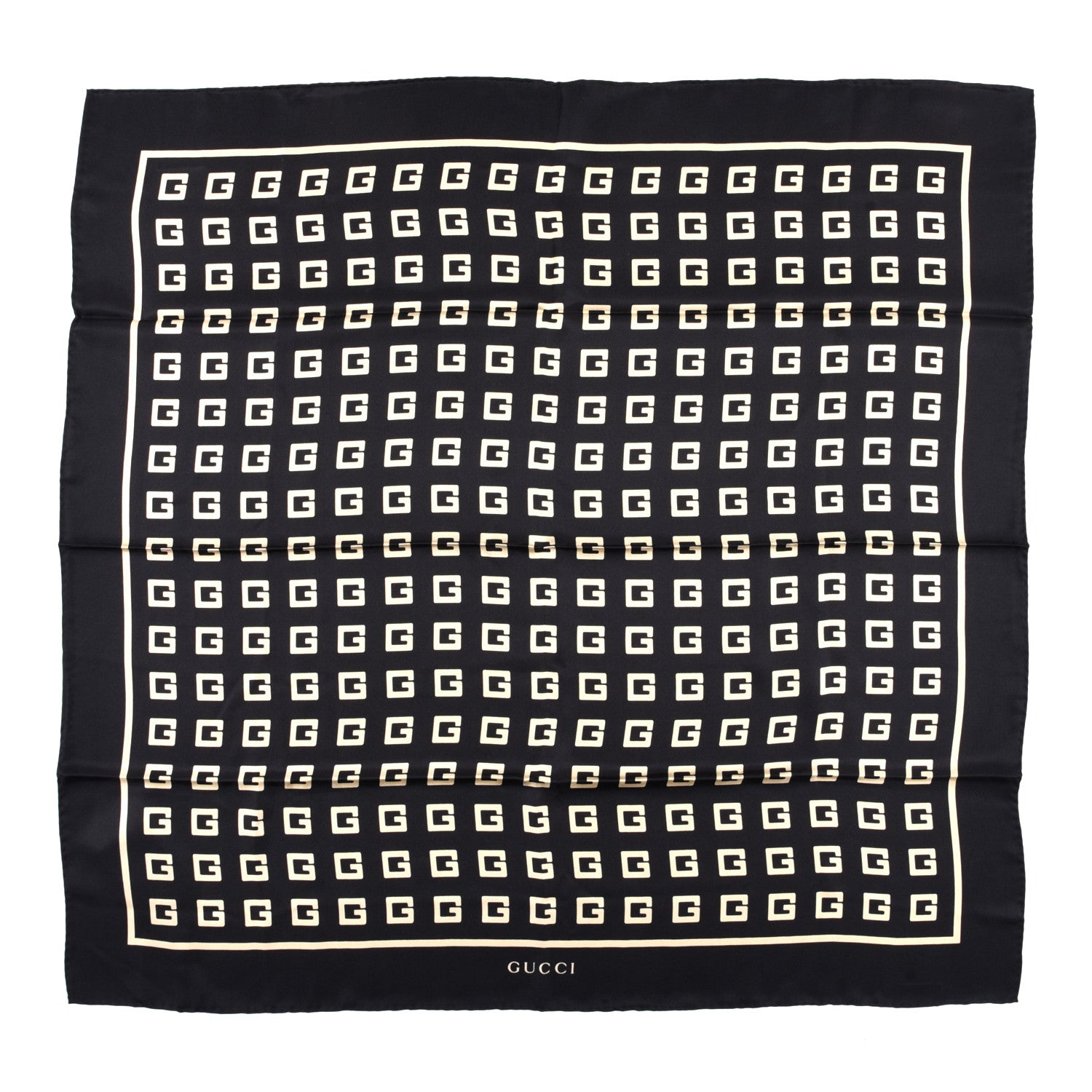 Gucci Silk Twill G Square Scarf Black White 1 of 4