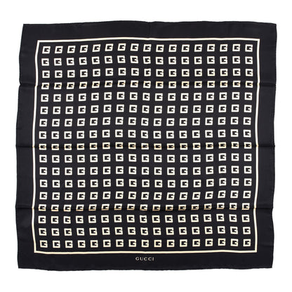 Gucci Silk Twill G Square Scarf Black White 1 of 4
