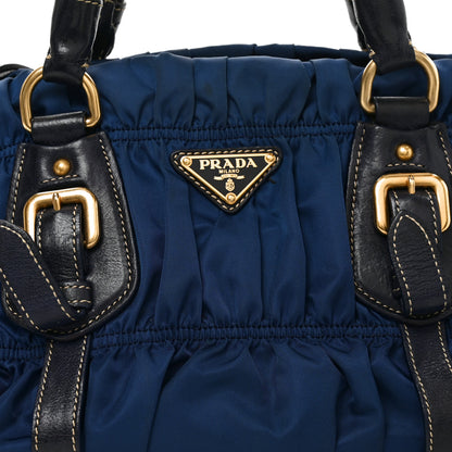 Prada Tessuto Nylon Nappa Braided Gaufre Shoulder Bag Bluette 7 of 10