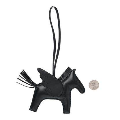 Hermes Milo Lambskin Grigri Rodeo Pegase Horse Bag Charm MM So Black 2 of 5