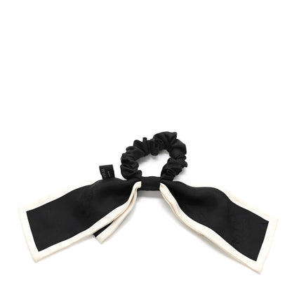 Chanel Silk Hair Tie Black Ivory 2 of 3