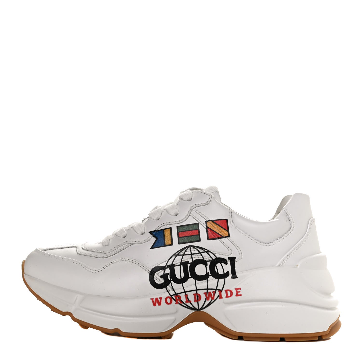 Gucci Calfskin Worldwide Womens Rhyton Sneakers 35.5 Great White 1 of 10