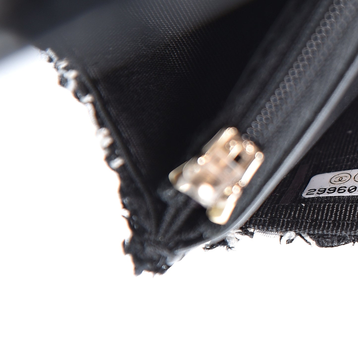 Tweed Quilted Wallet On Chain WOC Black Ecru White