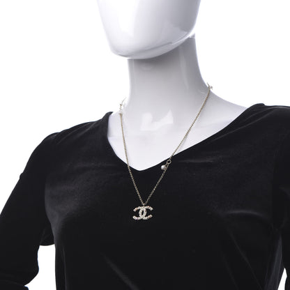 Chanel Crystal Pearl CC Pendant Necklace Gold Pink 2 of 7