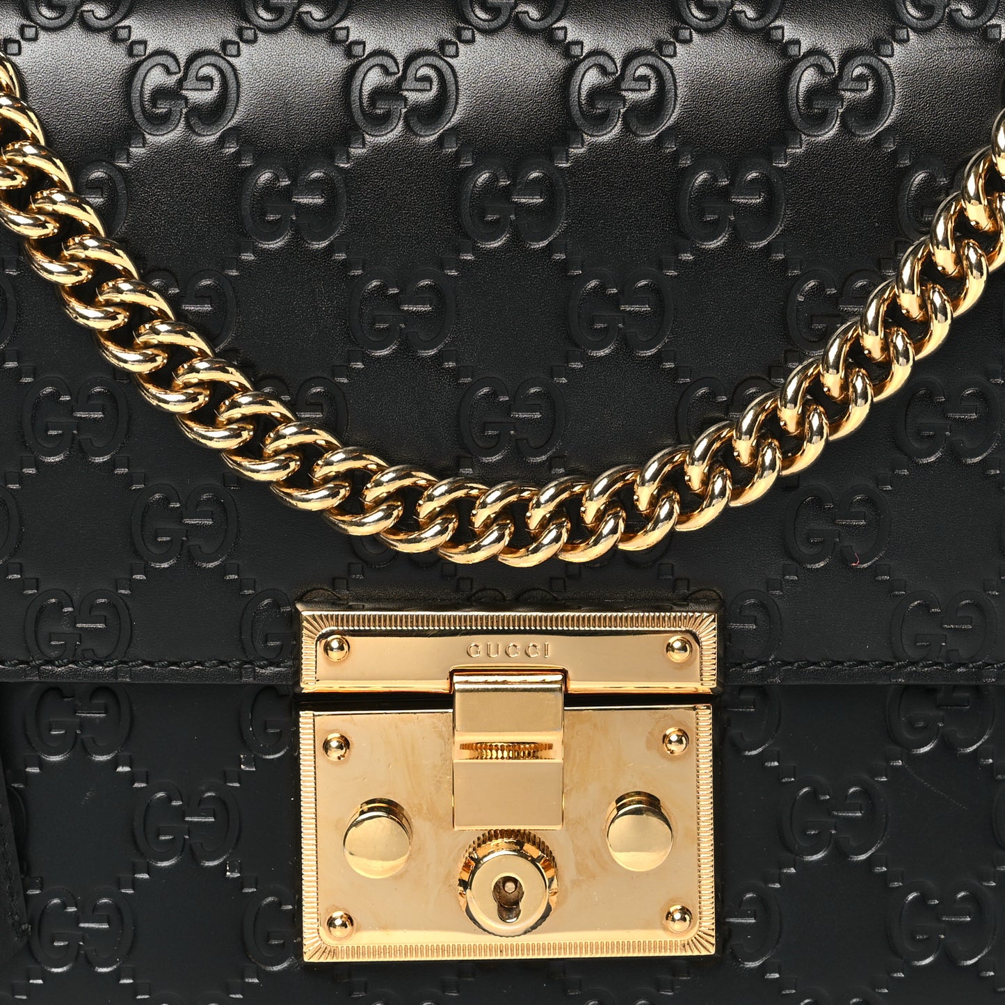 Guccissima Medium Padlock Shoulder Bag Black