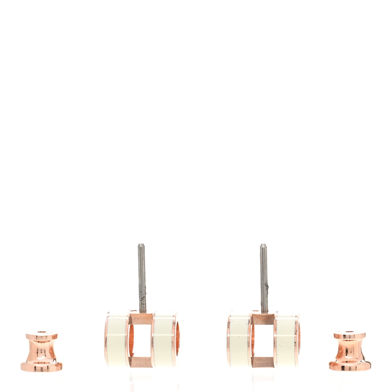 Hermes Rose Gold Lacquered Mini Pop H Earrings White 3 of 7