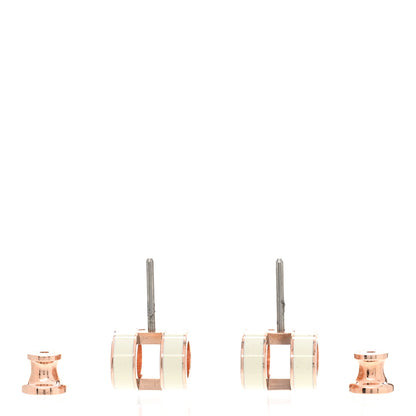 Hermes Rose Gold Lacquered Mini Pop H Earrings White 3 of 7
