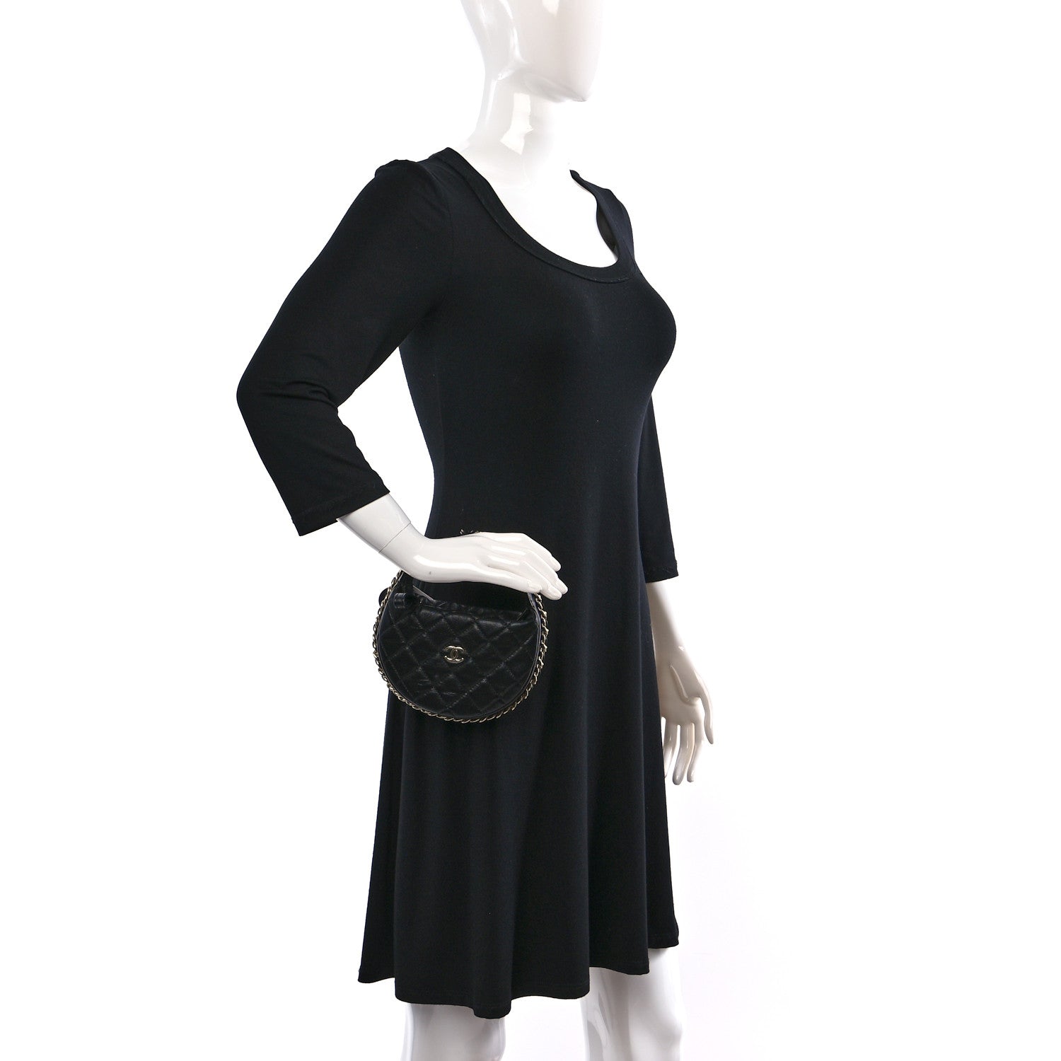 Chanel Lambskin Quilted Chain Around Pouch Hobo Black 2 of 9