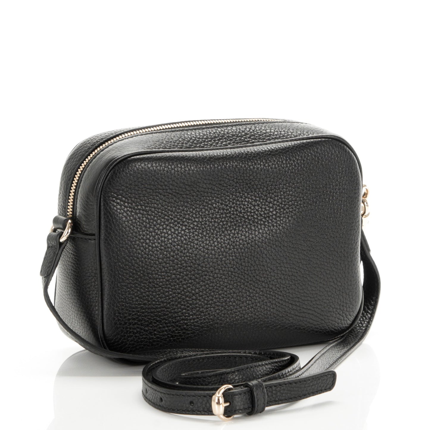 Pebbled Calfskin Small Soho Disco Bag Black