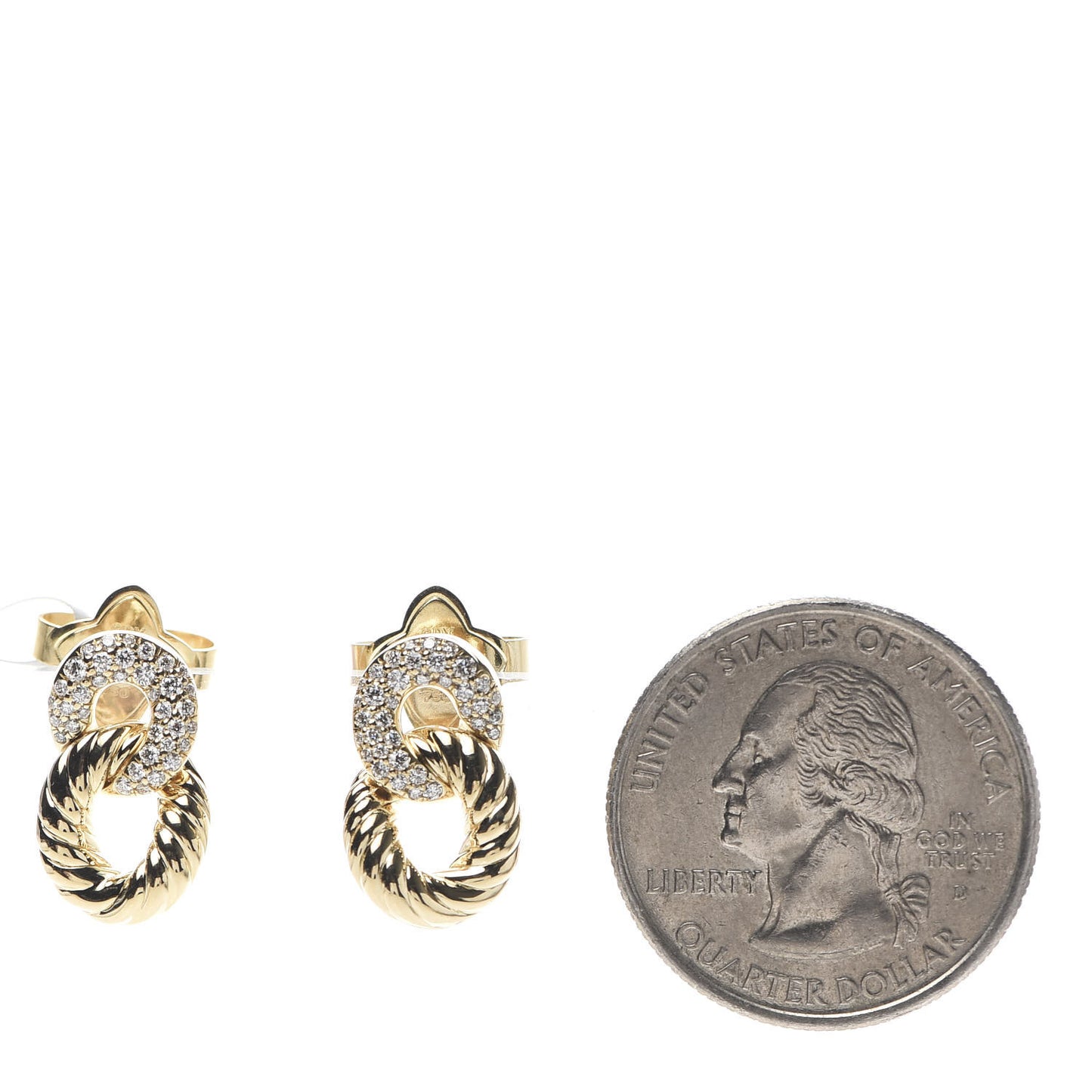 18K Yellow Gold Diamond Extra Small Belmont Curb Link Drop Earrings