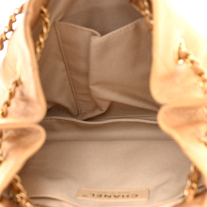 Chanel Metallic Calfskin Quilted Small Drawstring Bag Gold 5 of 10