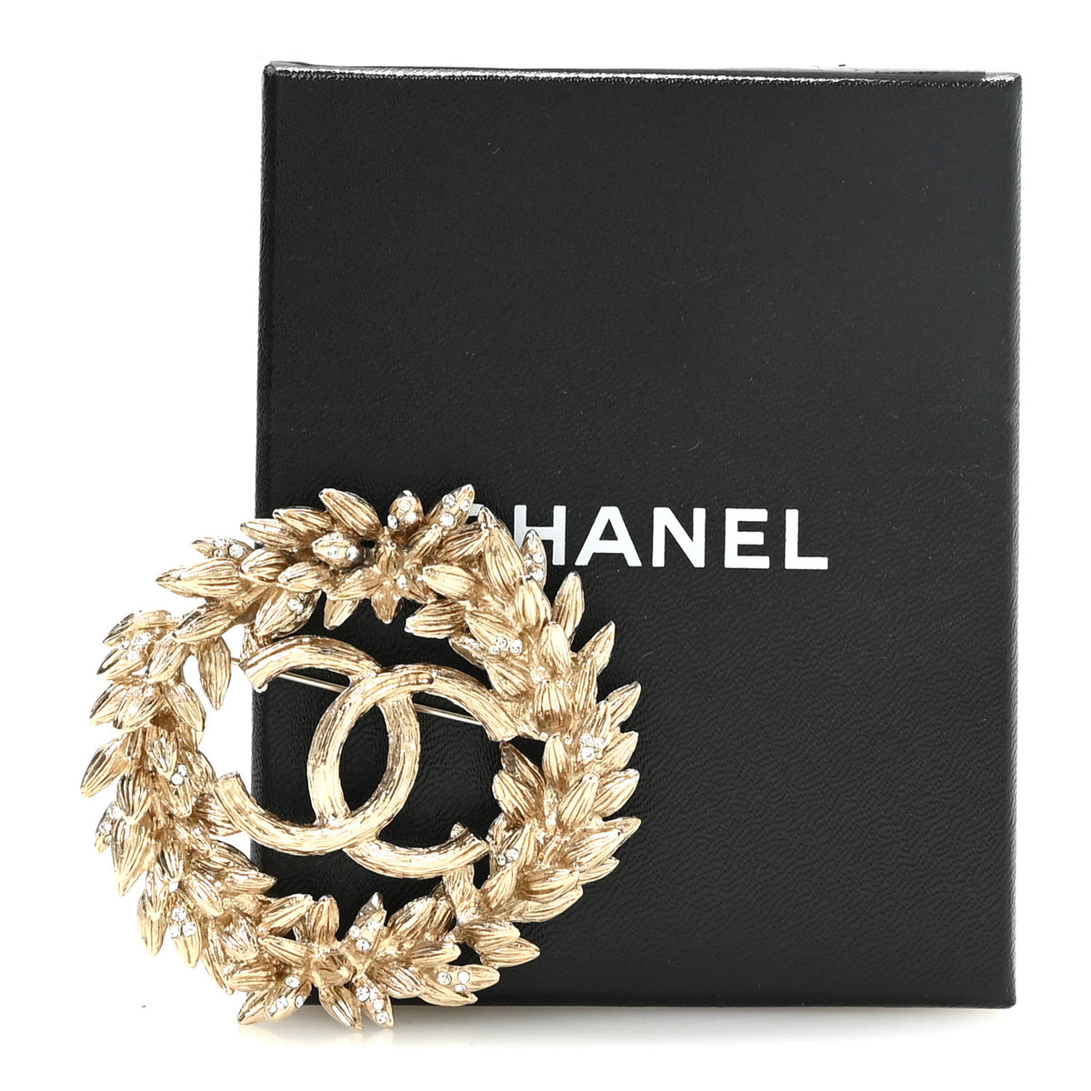 Chanel Crystal CC Sheath of Wheat Brooch Gold 4 of 5