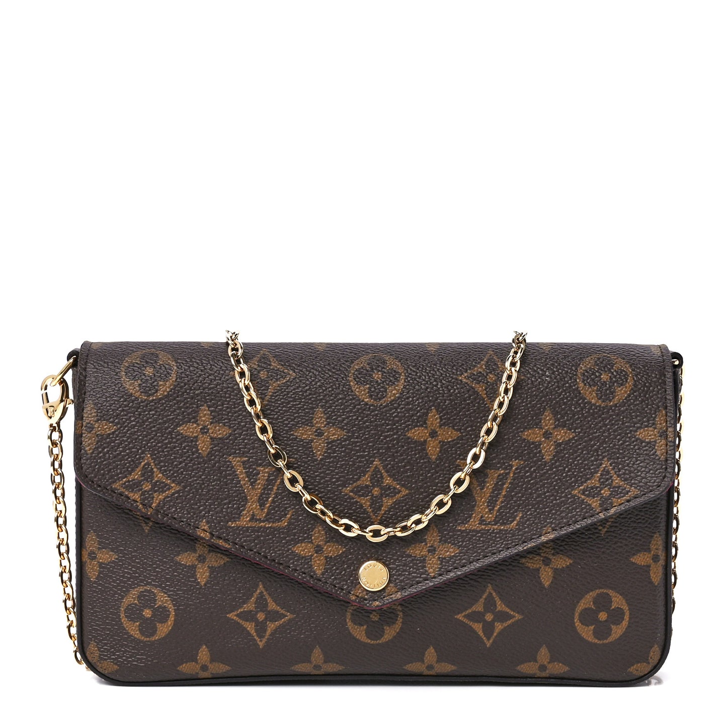 Monogram Pochette Felicie Chain Wallet Fuchsia