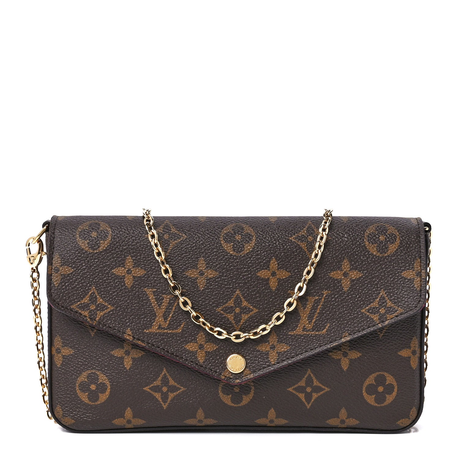 Louis Vuitton Monogram Pochette Felicie Chain Wallet Fuchsia 1 of 10