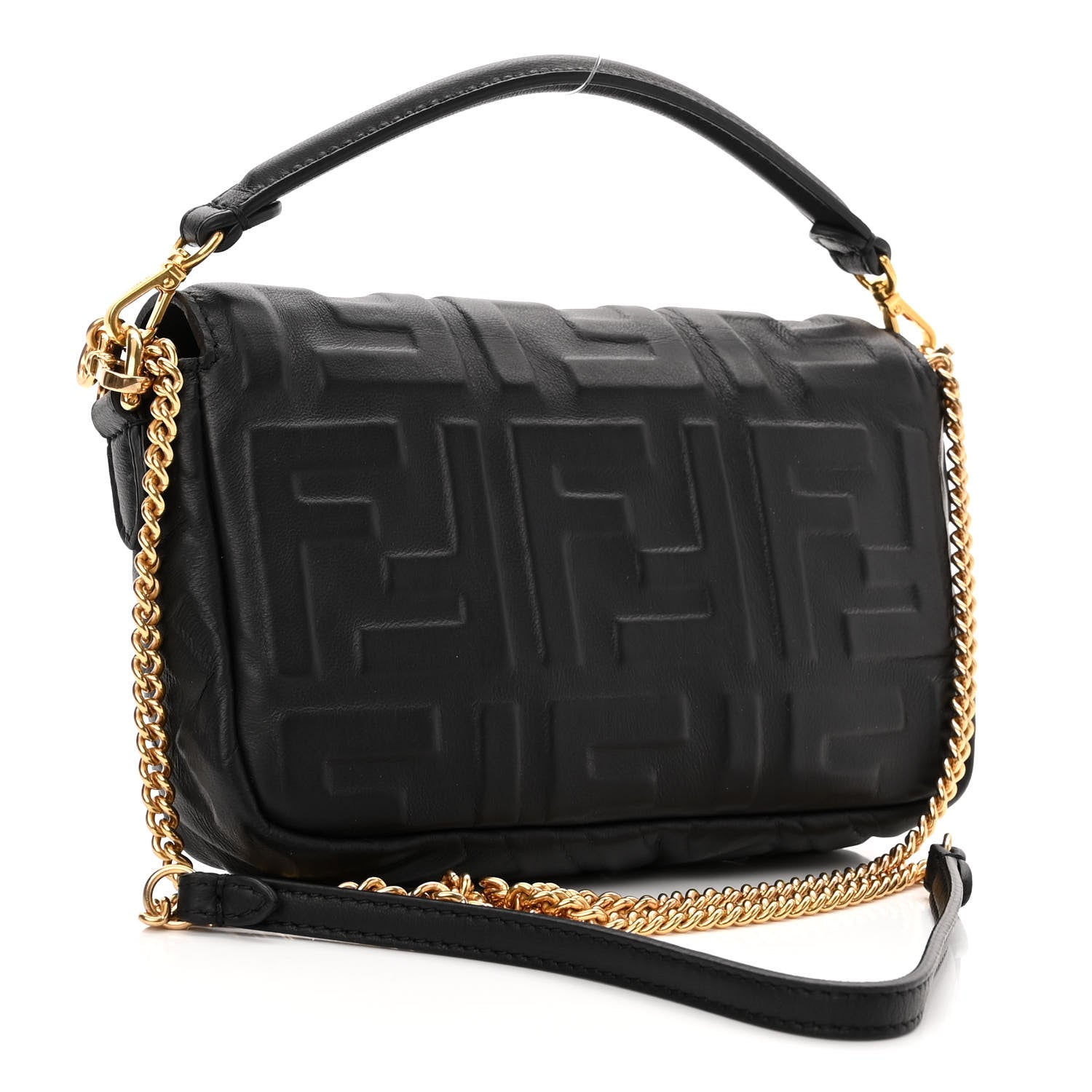 Fendi Nappa FF 1974 Embossed Mini Baguette Black 3 of 9