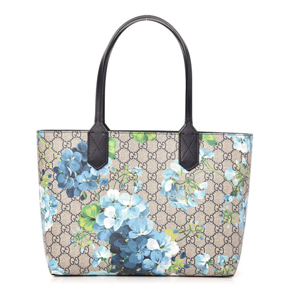 Gucci GG Supreme Monogram Blooms Small Reversible Tote Beige Blue Navy 1 of 11