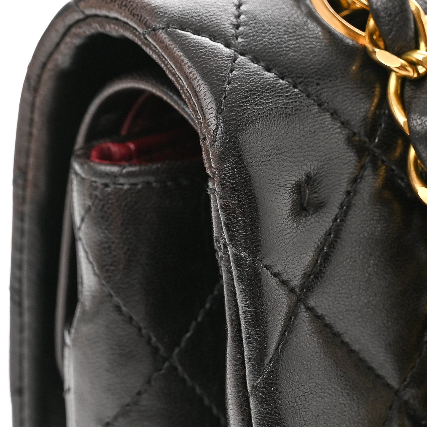 Lambskin Quilted Medium Double Flap Black