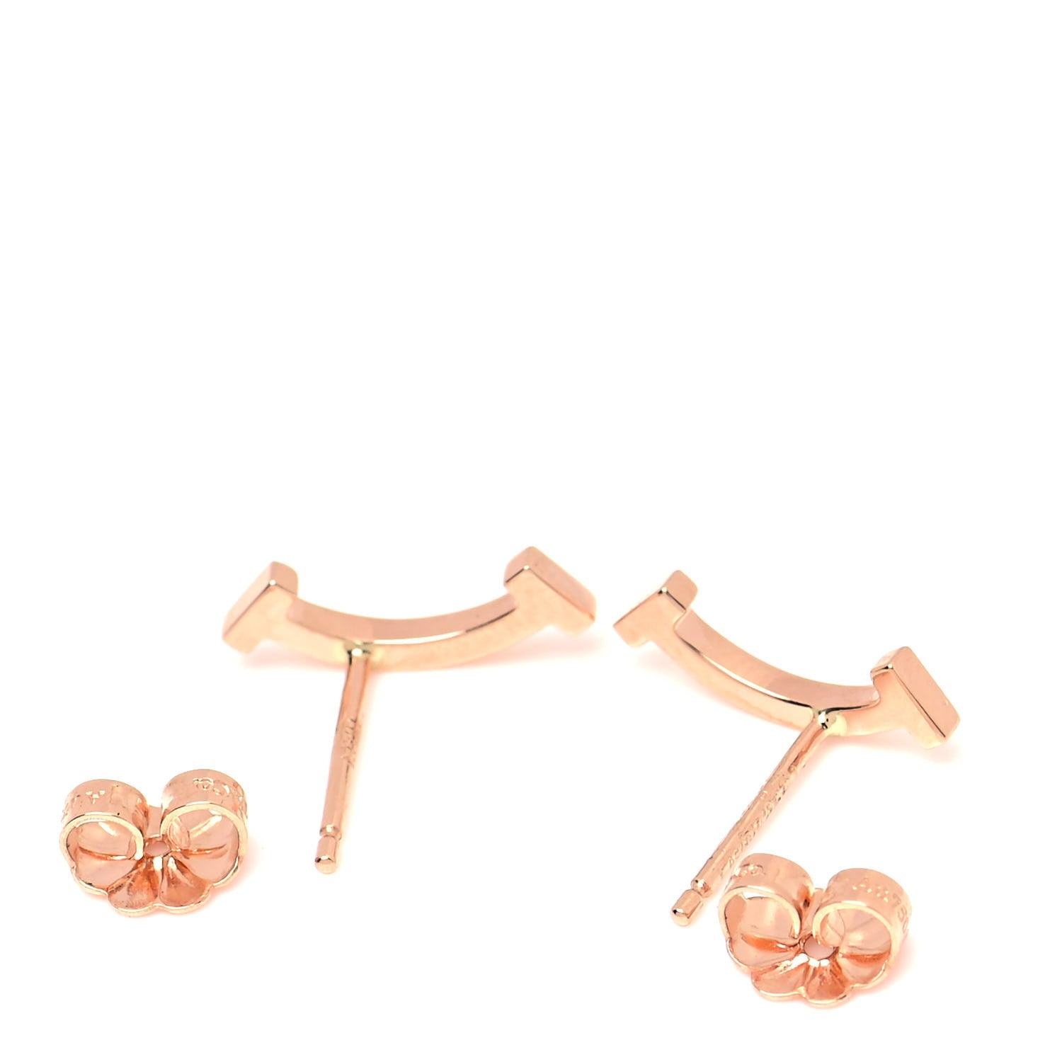 Tiffany 18K Rose Gold T Smile Stud Earrings 6 of 6