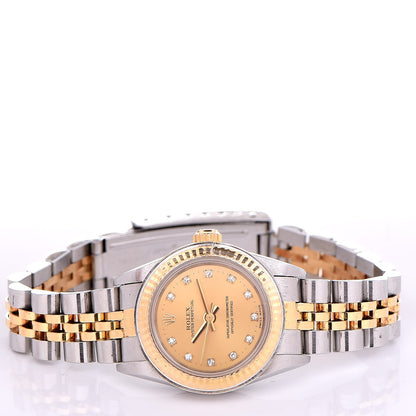 Rolex Stainless Steel 18K Yellow Gold Diamond 26mm Oyster Perpetual Watch Champagne 76193 3 of 9