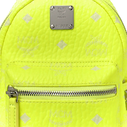 MCM Visetos Side Stud X-Mini Stark Bebe Boo Backpack Neon Yellow 7 of 10