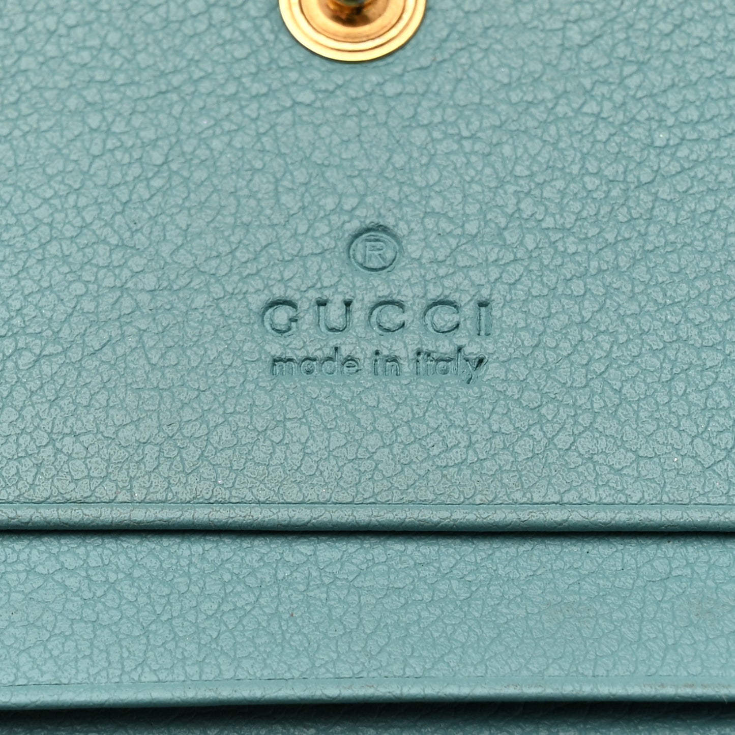 Wonka Grain Calfskin GG Monogram Embossed Card Case Wallet Dusty Azure