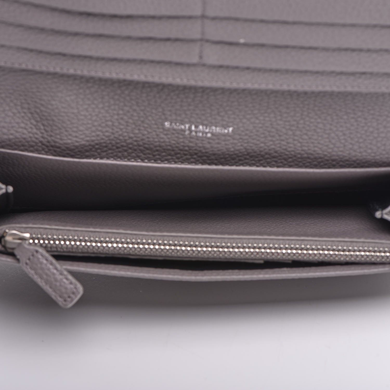 Saint Laurent Grained Calfskin Sac De Jour Souple Thin Wallet Fog 7 of 14