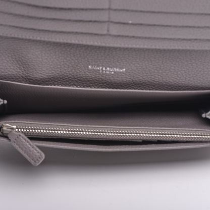 Saint Laurent Grained Calfskin Sac De Jour Souple Thin Wallet Fog 7 of 14