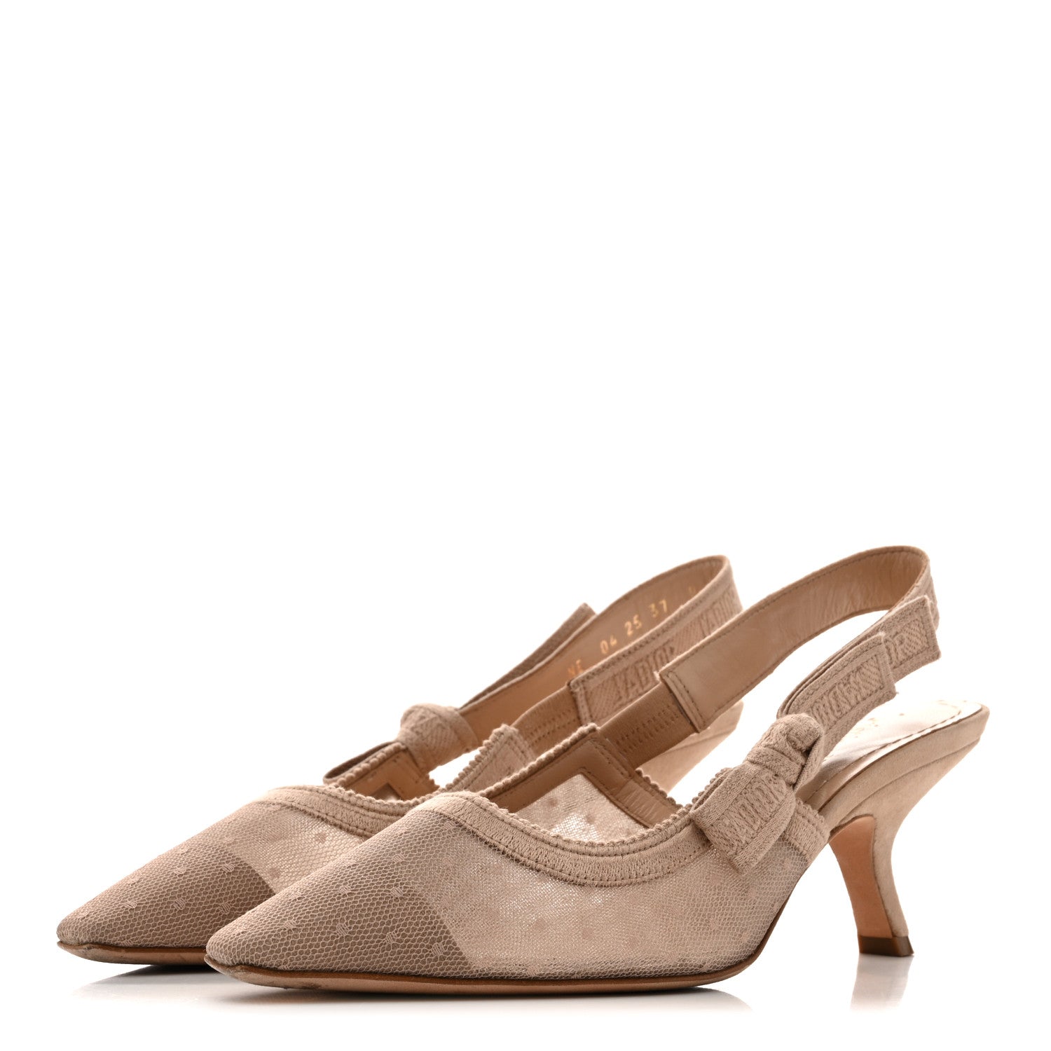 Christian Dior Mesh Plumetis Suede Ribbon J'Adior Slingback 65mm Pumps 37 Nude 4 of 10