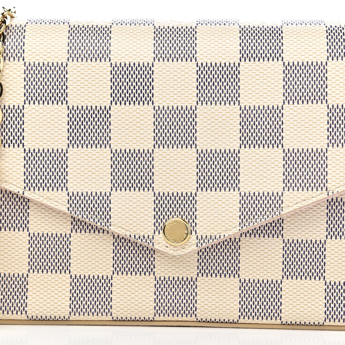 Damier Azur Pochette Felicie Chain Wallet Rose Ballerine