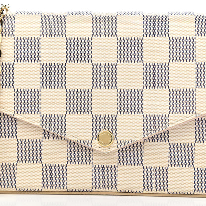 Louis Vuitton Damier Azur Pochette Felicie Chain Wallet Rose Ballerine 12 of 12