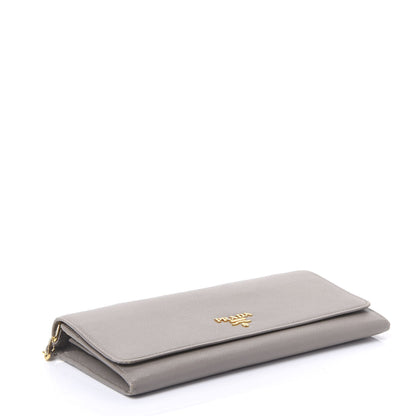 Prada Saffiano Metal Oro Chain Wallet Argilla 3 of 9
