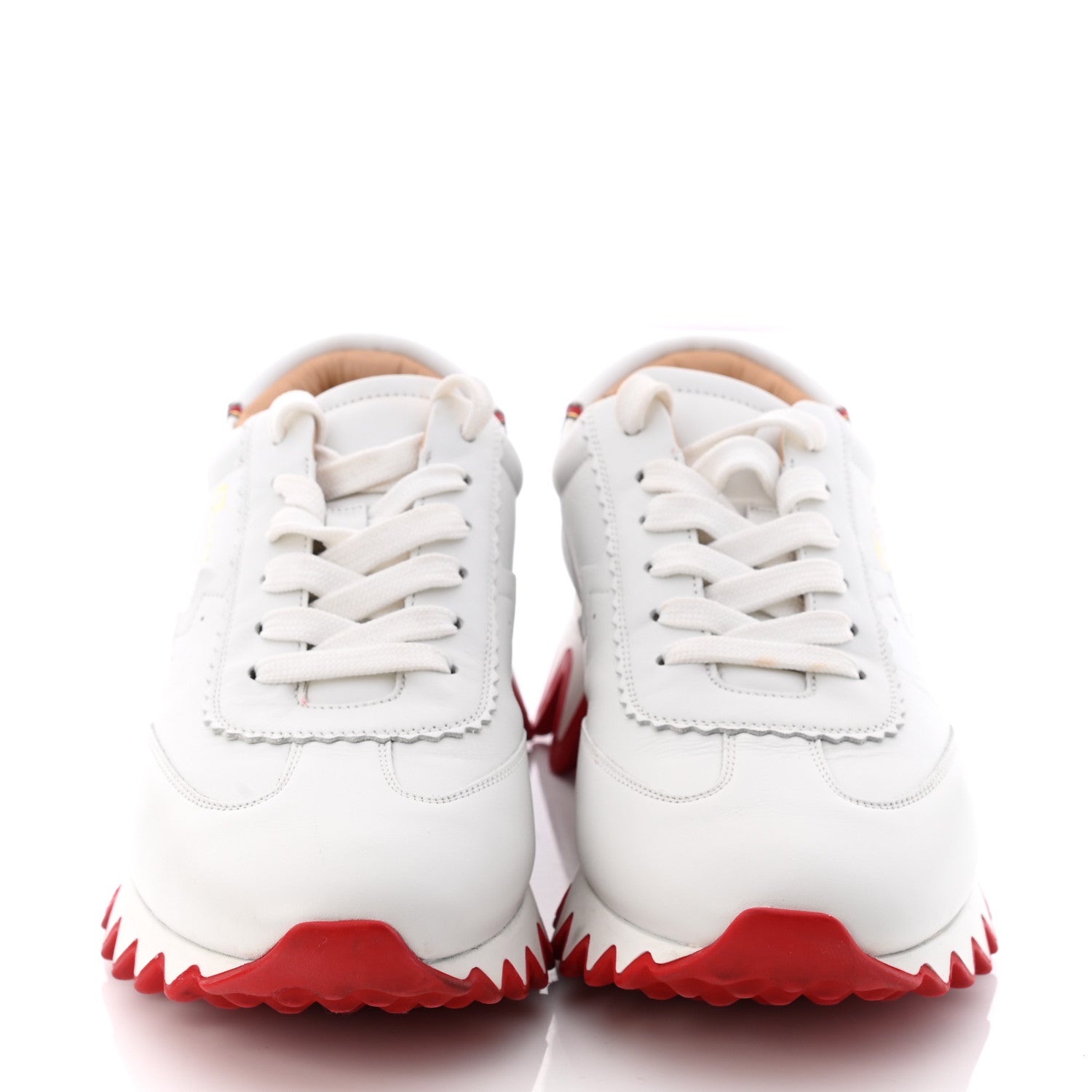 Christian Louboutin Calfskin Rubber Neoprene Nappa Mens Loubishark Sneakers 39 White 2 of 9
