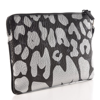 MCM Visetos Metallic Leopard Print Large Stark Wristlet Pouch Black 3 of 7