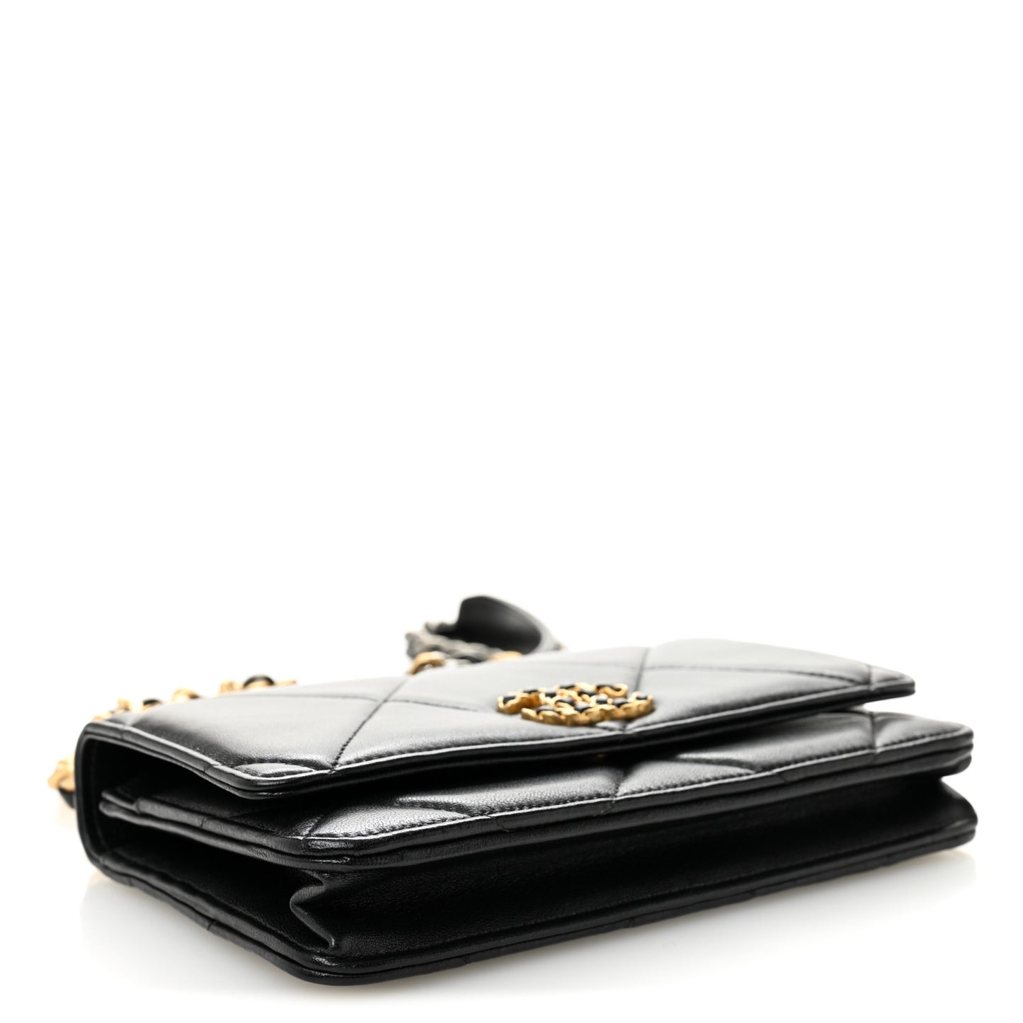 Lambskin Quilted Chanel 19 Wallet On Chain WOC Black